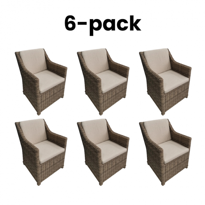 6-pack Long Island karmstol - natur/beige i gruppen Utemöbler / Stolar & Trädgårdsstolar / Stolar med karm hos Sommarboden i Höllviken AB (6-PACK-LONG-ISLAND-PAKET)