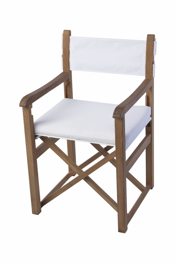 Haväng regissörsstol - teak/vit i gruppen Utemöbler / Material / Teakmöbler hos Sommarboden i Höllviken AB (750-1-SM)