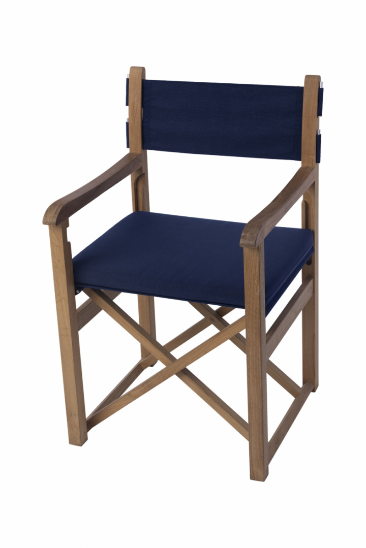 Haväng regissörsstol - teak/blå i gruppen Utemöbler / Fåtöljer & Stolar / Karmstolar hos Sommarboden i Höllviken AB (750-3-SM)