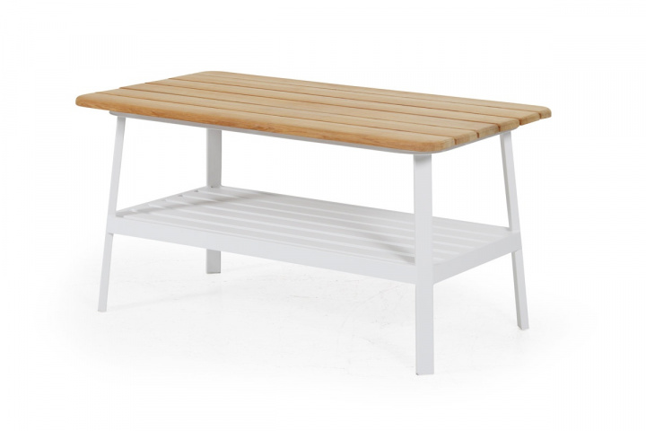 Olivet soffbord 150x75 cm - vit/teak i gruppen Utemöbler / Bord / Soffbord & Sidobord hos Sommarboden i Höllviken AB (8126-5)