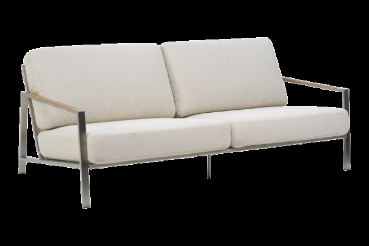 Naos 2,5 sits soffa - rostfri/dot beige dyna i gruppen Utemöbler / Loungemöbler / Loungemoduler / 2,5-sits soffor - Loungemoduler hos Sommarboden i Höllviken AB (8612-215)