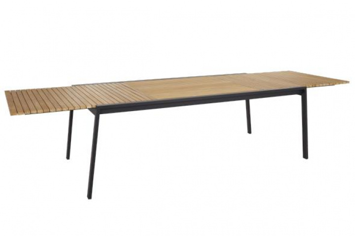 Naos matbord förlängningsbart 220/320x100 H73 cm - svart/teak i gruppen Utemöbler / Material / Aluminiummöbler / Matbord - Aluminiummöbler hos Sommarboden i Höllviken AB (8618-8)