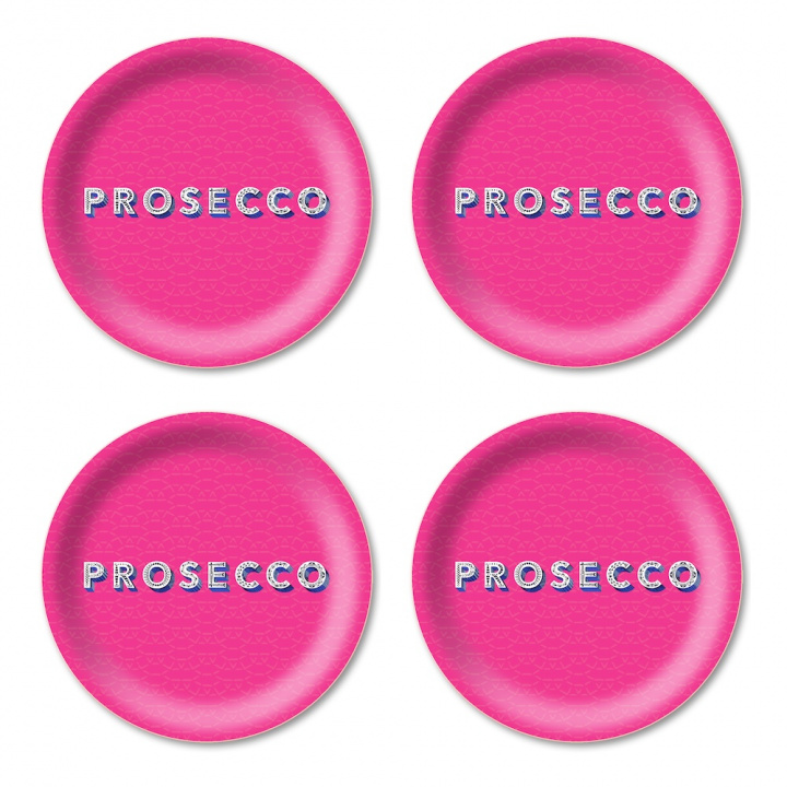 Prosecco glasunderlägg Ø 11 cm - bright pink i gruppen Inredning / Kök & Dukning / Brickor & Grytunderlägg hos Sommarboden i Höllviken AB (AB0011-349)