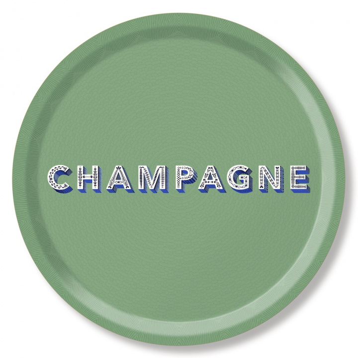 Champagne bricka Ø 39 cm - sage green i gruppen Inredning / Kök & Dukning / Brickor & Grytunderlägg hos Sommarboden i Höllviken AB (AB0039-589)