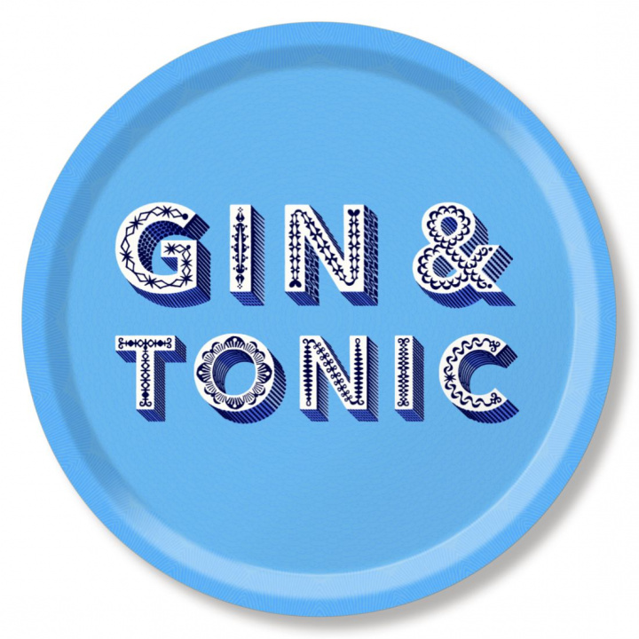 Gin & Tonic bricka Ø 39 cm - sky blue i gruppen Inredning / Kök & Dukning / Brickor & Grytunderlägg hos Sommarboden i Höllviken AB (AB0039-650)