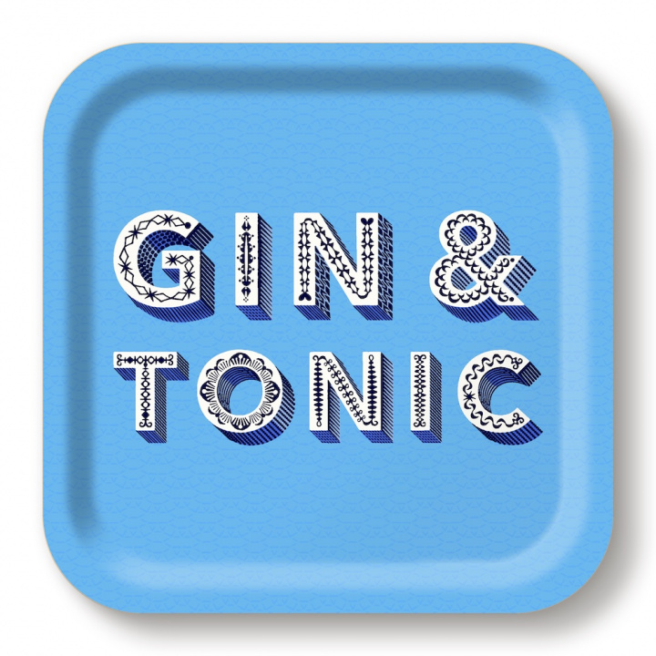 Gin & Tonic bricka 20x20 cm - sky blue i gruppen Inredning / Kök & Dukning / Brickor & Grytunderlägg hos Sommarboden i Höllviken AB (AB2020-650)