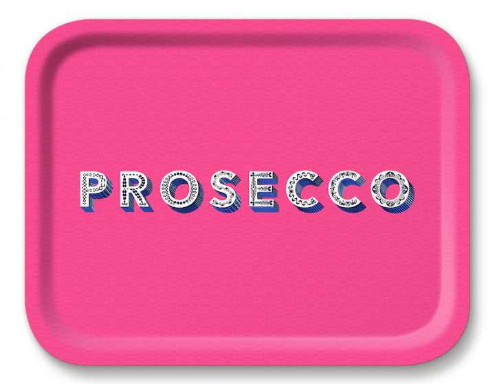 Prosecco bricka 36x28 cm - bright pink i gruppen Inredning / Kök & Dukning / Brickor & Grytunderlägg hos Sommarboden i Höllviken AB (AB3628-349)
