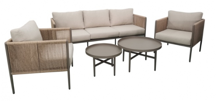 Dahlia soffgrupp, inkl 2 bord - taupe i gruppen Utemöbler / Loungemöbler / Loungegrupper / Färdiga paket hos Sommarboden i Höllviken AB (B11-202-2-24028-1)