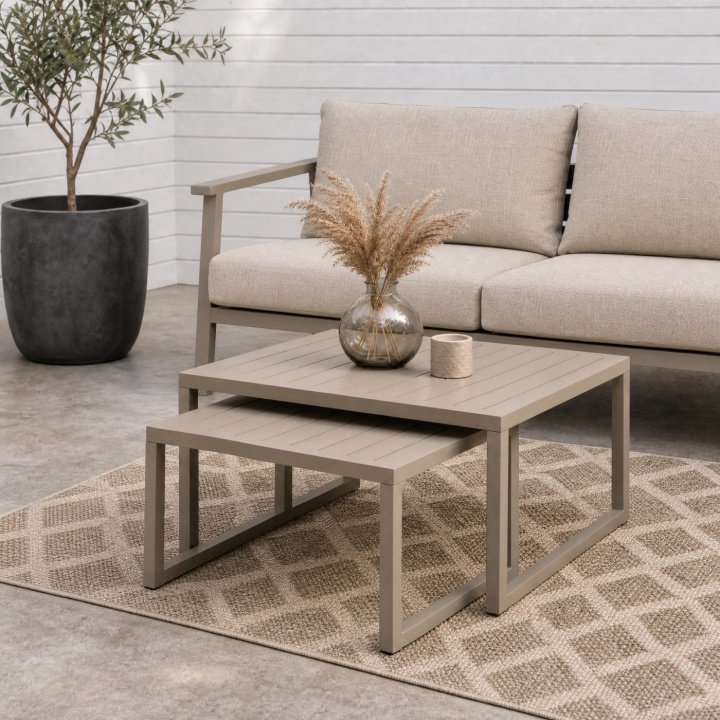 Lenny soffbord, 2-pack - khaki i gruppen Utemöbler / Bord / Soffbord & Sidobord hos Sommarboden i Höllviken AB (B18-103-2)