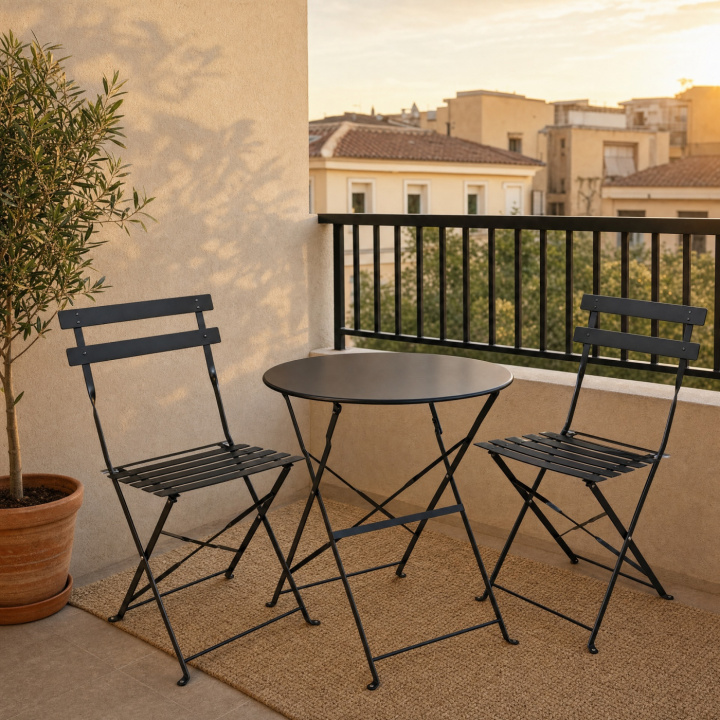 Caggi café-set - svart i gruppen Utemöbler / Balkongmöbler / Cafémöbler hos Sommarboden i Höllviken AB (B7583-8)