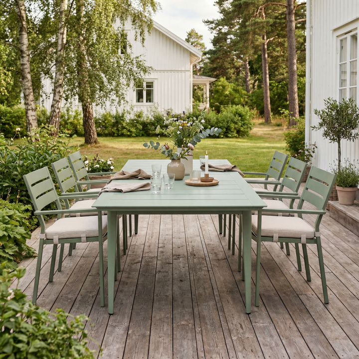 Balboa / Epsi matgrupp - dusty green i gruppen Utemöbler / Matgrupper / Färdiga paket hos Sommarboden i Höllviken AB (Balboa-Epsi-mat-SET)