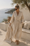 Beige Reef kaftan, S/M - beige/vit