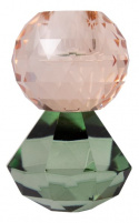 Crystal ljusstake H10 cm - persika/oliv