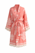 Coral Reef kimono, onesize - coral/vit