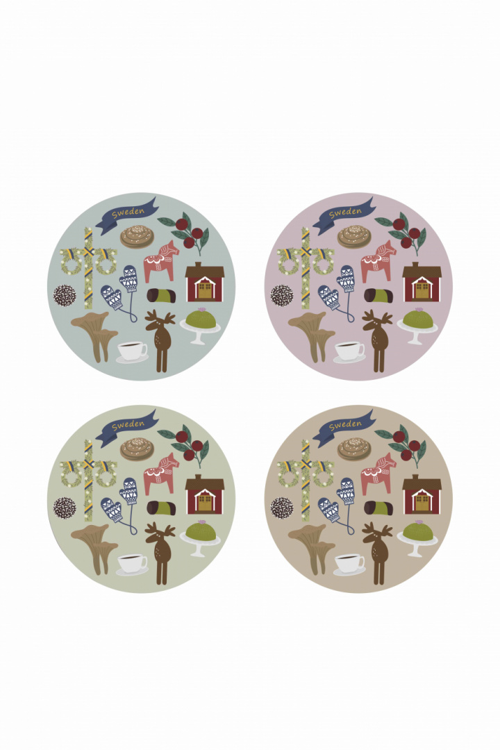 Like a swede glasunderlägg, 4-pack i gruppen Inredning / Kök & Dukning / Servering & Servetter hos Sommarboden i Höllviken AB (GU048)