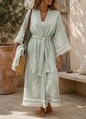 Green Reef kaftan, M/L - grön/vit