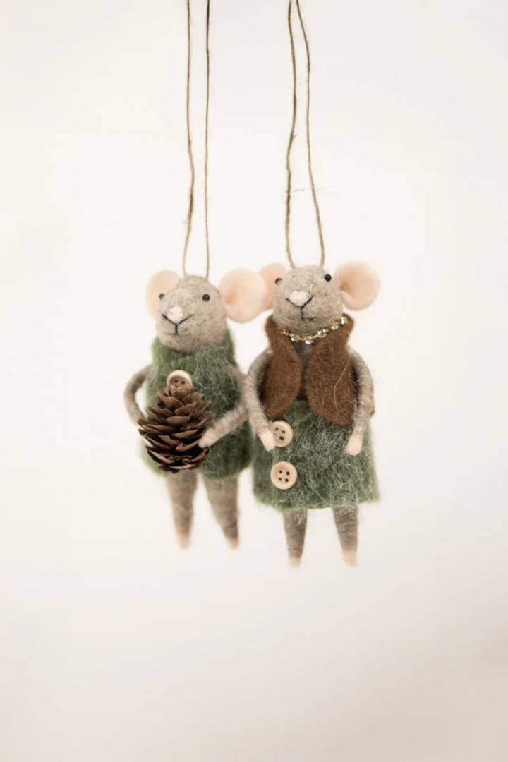 Möss med kotte - gråbruna i gruppen Jul / Allt till julgranen hos Sommarboden i Höllviken AB (LO015464-OJ)