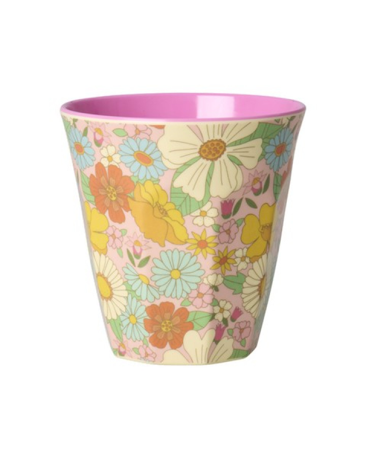 Flower Power melamin mugg - dark pink i gruppen Inredning / Kök & Dukning / Koppar, Muggar & Glas hos Sommarboden i Höllviken AB (MELCU-FLPO2)
