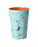 Retro Swimster melamin lattemugg - blue