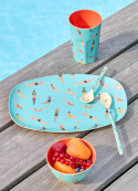 Retro Swimster melamin lattemugg - blue