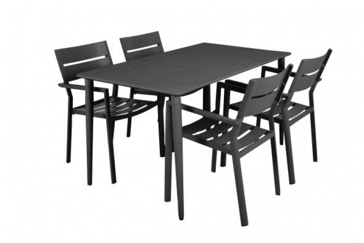 Nimes / Delia matgrupp 140 cm, 4 stolar - svart i gruppen Utemöbler / Matgrupper hos Sommarboden i Höllviken AB (Nimes-delia-mat-140)