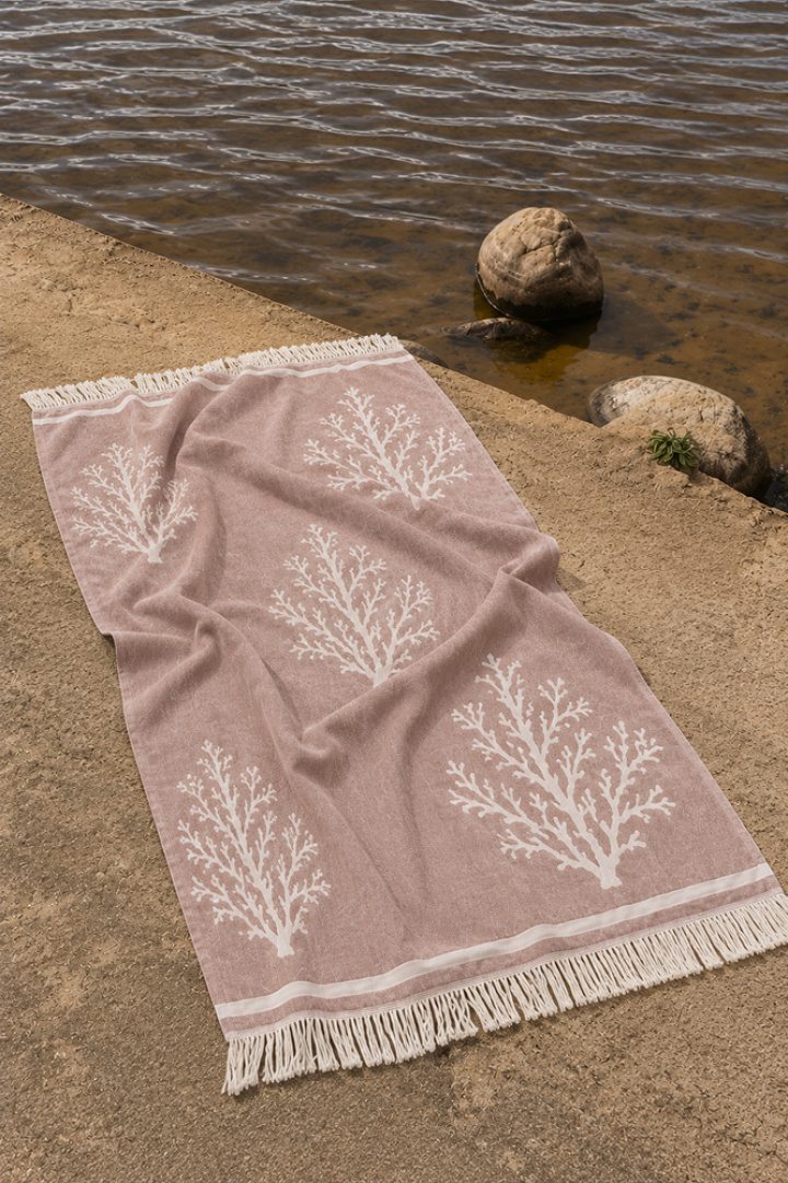 Rattan Reef handduk - brun i gruppen Inredning / Textilier / Handdukar hos Sommarboden i Höllviken AB (Rattan-reef-brun-HA)