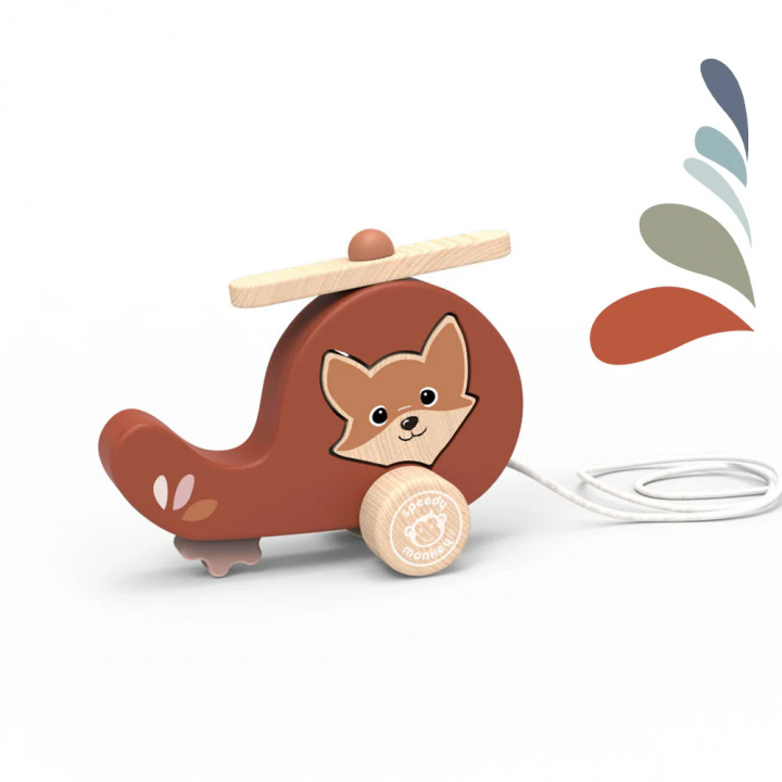 Pull Along helikopter - brun i gruppen Leksaker / Leksaker / 0-2 år hos Sommarboden i Höllviken AB (SP-1037)