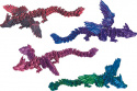 3D printed crystal dragon with wings, 1 st . mixade färger