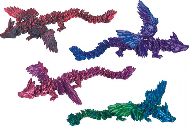 3D printed crystal dragon with wings, 1 st . mixade färger i gruppen Leksaker / Leksaker / 3-6 år hos Sommarboden i Höllviken AB (SP23032)