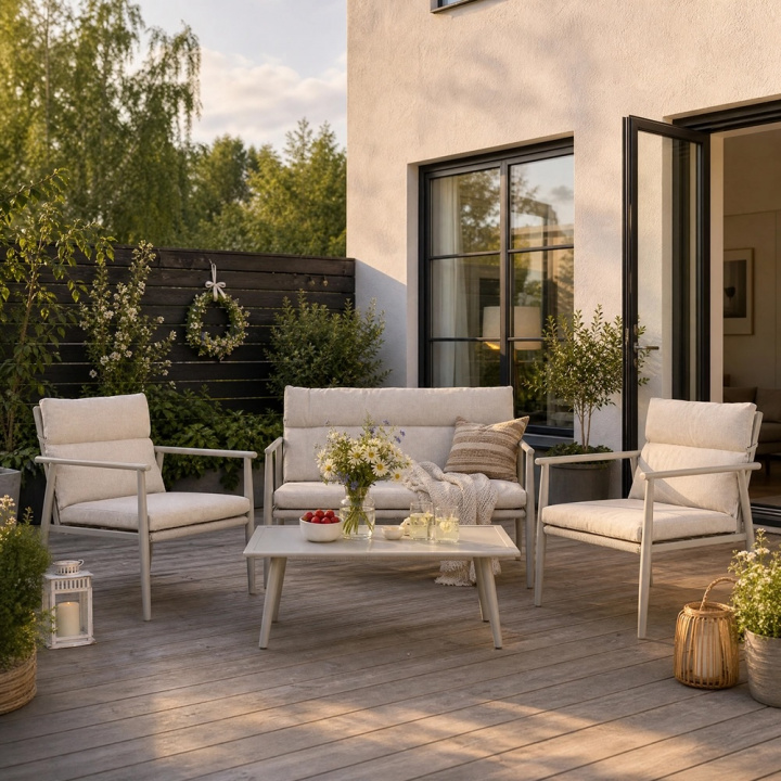 Mazzaro soffgrupp - beige/beige i gruppen Utemöbler / Loungemöbler / Loungegrupper hos Sommarboden i Höllviken AB (VD-9802-222)
