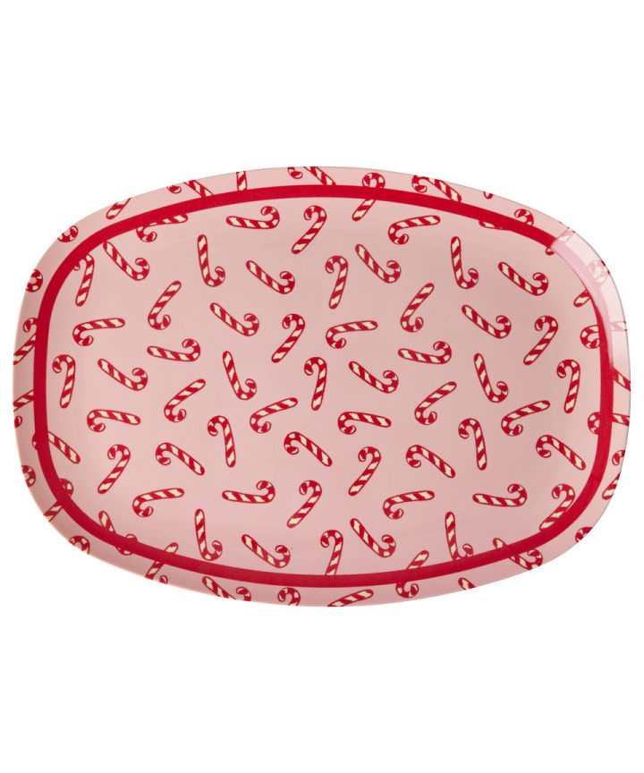 Candy Cane melamin bricka - pink i gruppen Inredning / Kök & Servering / Fat, Tallrikar & Skålar hos Sommarboden i Höllviken AB (XMEPL-CACA)