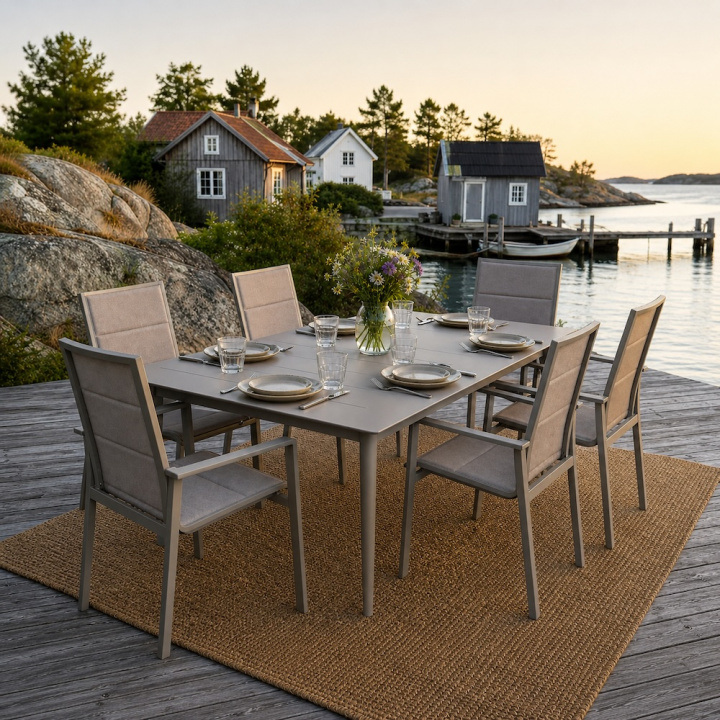 Balboa / Båstad matgrupp - taupe i gruppen Utemöbler / Matgrupper / Färdiga paket hos Sommarboden i Höllviken AB (balboa-bastad-matgrupp)