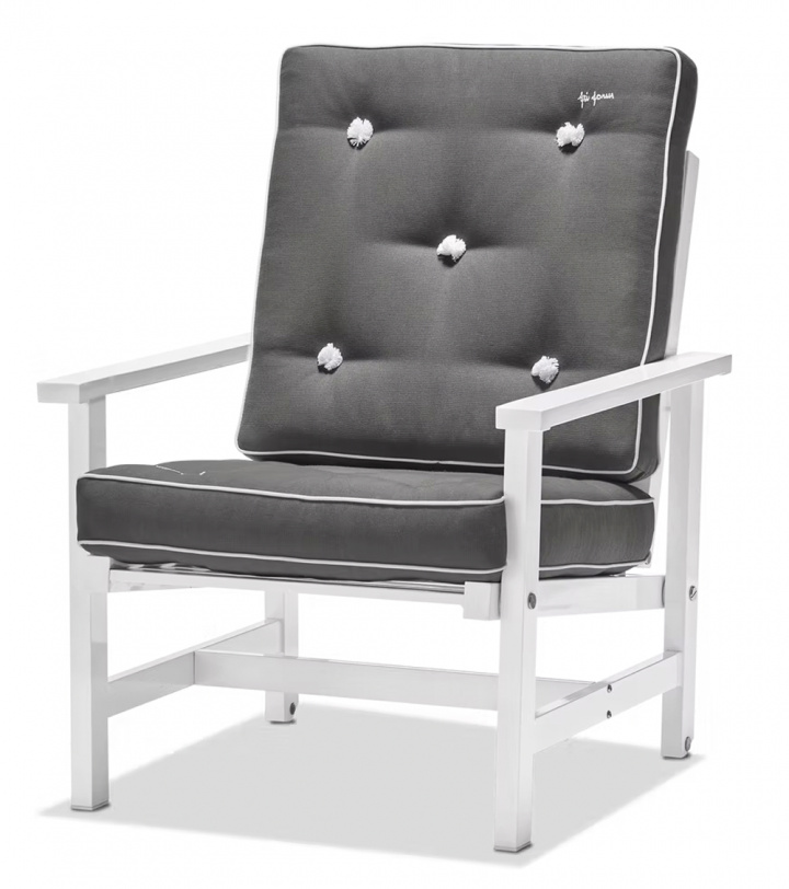 Demoex - fåtölj inkl dynor - vit/grå i gruppen Utemöbler / Loungemöbler / Loungemoduler / Fåtöljer - Loungemoduler hos Sommarboden i Höllviken AB (friformpaket-rea-fotolj)