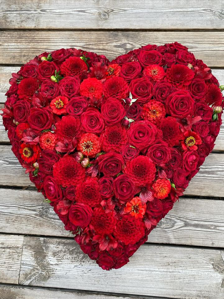 Hjärta begravning, mellan - röd i gruppen Blommor hos Sommarboden i Höllviken AB (hjarta-mellan-rod-SET)